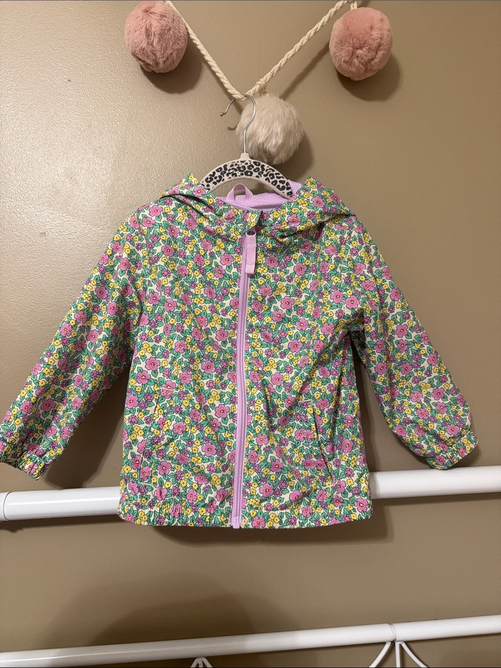 Cat & Jack Floral Hooded Raincoat in Pink, Green, Yellow